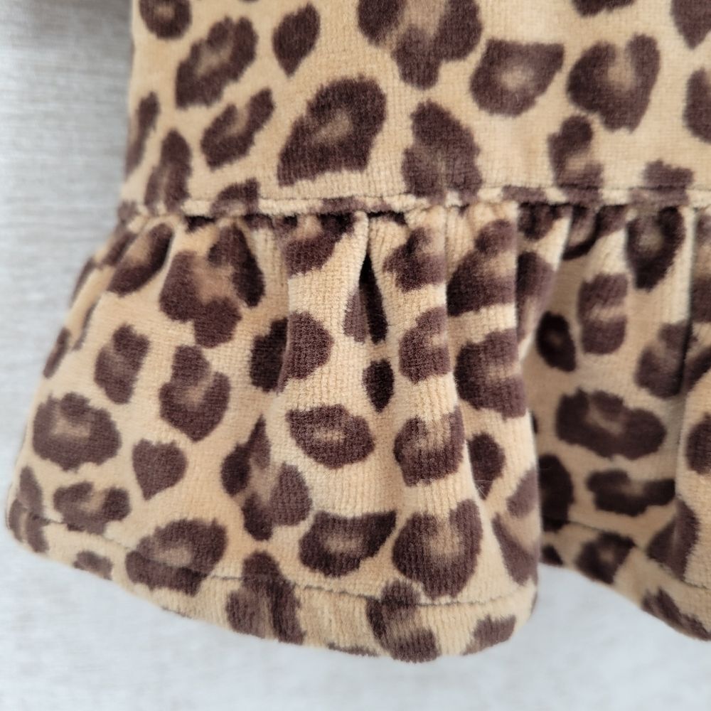 Gap Y2K Leopard Print Ruffle Hem Velour Dress Girls Infant Baby Size 3 to 6 mo - Picture 3 of 12